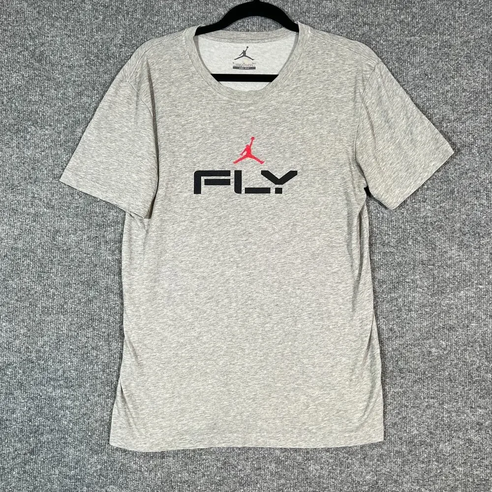 Jordan Shirt Mens Small Gray Fly Jumpman Logo Crewneck T-Shirt Comfort